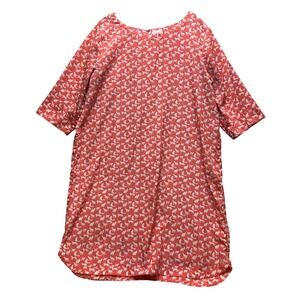 Gap Shirt Dress‎ Womens Extra Large Cat AOP Casual Short Sleeve Coral Summer